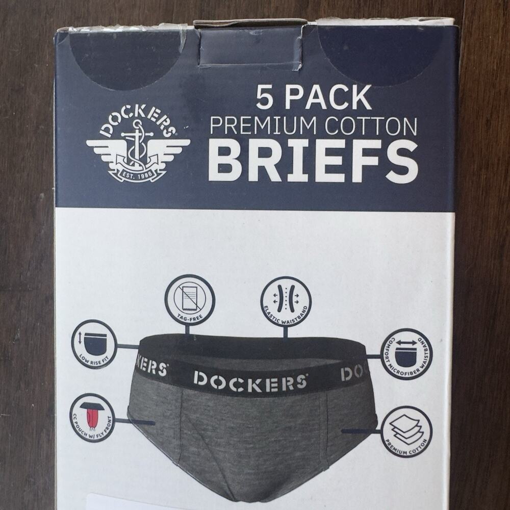 Dockers Men’s Fly Front Briefs 5 Pack Premium Cotton Navy Size Large 36-38 NIB - Picture 4 of 6
